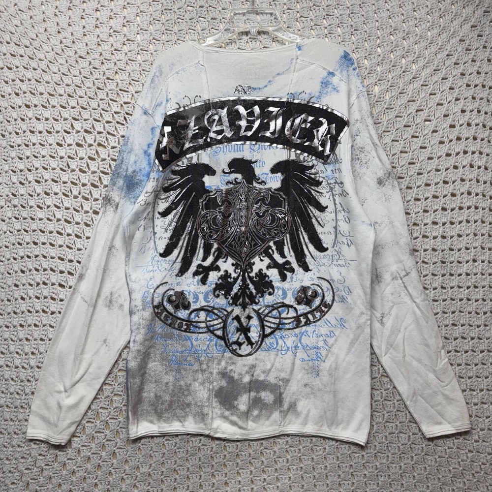 Xzavier Thermal Cyber Goth Shirt Men's Size XL White Grunge Long Sleeve NWT